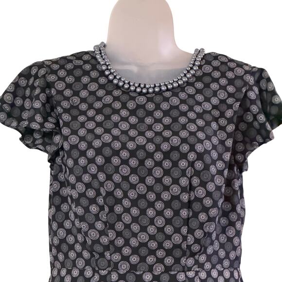 Jason Wu Target black circle print beaded neckline flutter sleeve dress 6 - Picture 6 of 9